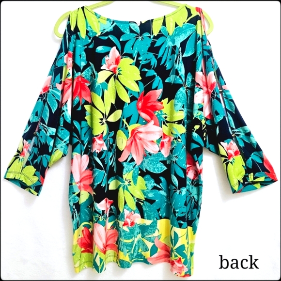 Ruby Rd., Colorful Botanical Tunic, Wrinkle Resistant Easy Care, Size 1X - Picture 2 of 13